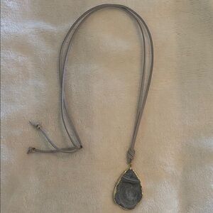 Francesca's Collections Gray and Gold Pendant Necklace